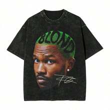 Frank Oceans 90s Rapper Washed T Shirts Streetwear Hip Hop Fashion T-Shirt Tees For Men Women Short Sleeve Oversize Graphic - màu đen - Xem 1