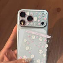 闪光镜头膜+贴纸，蝴蝶结、花朵、兔子图案，相机镜头保护膜，兼容苹果 17 Pro Max/17 Pro，玻璃膜，为您的手机提供时尚保护 - 閃粉鏡頭膜+兔兔花朵 - 查看 6