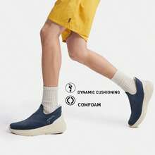 Zapatos casuales de caminar con slip-on SOFT GO 2 para hombres de LI-NING, material de tejido transpirable, slip-on cómodo, azul marino AGLV017 - Azul profundo - Ver 2