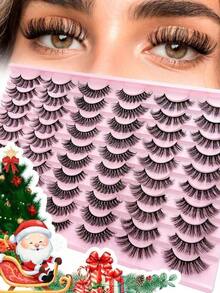 30 Pairs Mixed Pack Natural Crossover False Eyelashes, Handmade Lengthened Thick Curly Eyelashes Artificial 3D Faux Mink Eyelashes D Curvature Makeup Tools Hot Sellers Daily Life,.Strip Lashes, Lashes, Eyelashes, Lashes - Lông mi giả kiểu mắt mèo 2 - Xem 7