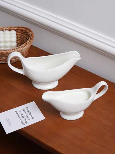 1 st ren vit keramisk såsskål, elegant minimalistisk enfärgad keramisk serveringsskål såsskål, lämplig för hemmakök och restaurang, kryddsås, sås, salladsdressing, köksredskap, present