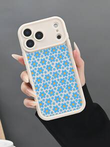 1pc Blue Daisy Small Floral Print Pattern Phone Case Fresh Botanical Aesthetic Garden Style For Birthday Gift Women Daily Use  Compatible With IPhone 17 Promax 17 Pro 17Air 17 16E 16 15 14 13 13Mini 12 12Mini 11 X XS XSMAX Plus Pro Case - Burgundy - View 4