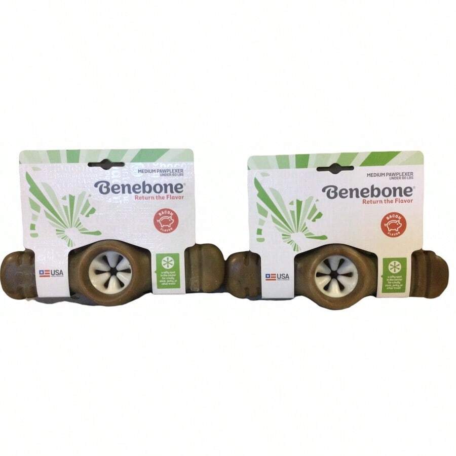 2 Pack Benebone PAWPLEXER MEDIUM Dog Chew BACON FLAVOR Bully Stick Holder G9 - 如圖所示 - 查看 1