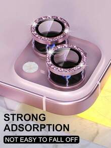 三件套：水钻镜头膜、镜头盖、镜头保护圈，兼容 11/12/13/14/15/16/16 Plus/16 Pro/16 Pro Max/17/17 Air/17 Pro/17 Pro Max 系列 - 粉色 - 查看 3