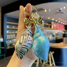 1pc Electroplated Colorful Acrylic Conch Keychain Pendant, Exquisite And Cute Colorful Plated Girl's Bag Car Pendant, Exquisite Small Gift For Friends - Multicolor - View 3