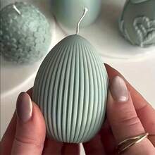 1pc/2pcs Striped Egg-Shaped Silicone Mold, Suitable For Epoxy Resin Crafts, Easter Candle Making, Home Decor, Scented Candles, Resin, Clay, Concrete And Plaster Casting