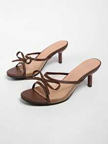 Sandal quai ngang kiểu Pháp, gót dày, chất liệu lưới, kiểu dáng cổ tích mới, phù hợp với váy, dép hở mũi. - màu nâu - Xem 3