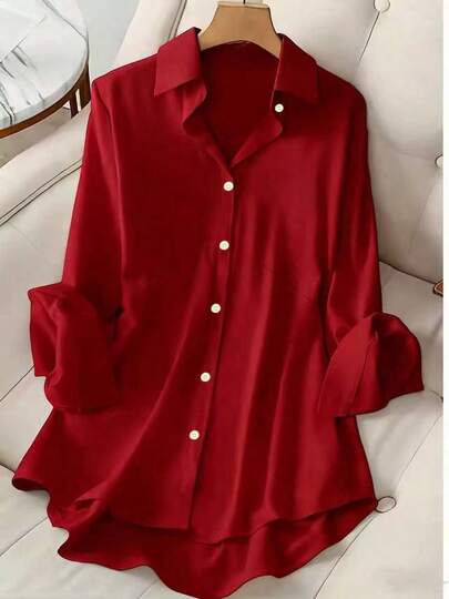 Camisa casual para mujer talla grande, hecha de tela suave y cómoda con un ligero estiramiento, corte holgado, adecuada para usar en primavera/verano o como capa, también adecuada para uso diario, oficina, trabajo y vacaciones