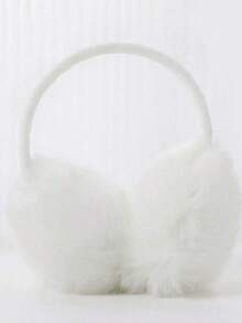 1 pieza Orejeras de invierno cálidas, material de piel sintética, forro aislante, cubiertas de oreja a prueba de viento, esencial para atuendos de otoño/invierno - Blanco - Ver 3