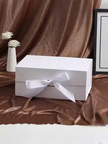 1pc White Foldable Gift Box, Gift Packaging Box, Universal Gift Box For Family And Friends, Holiday Gifts - White - View 2