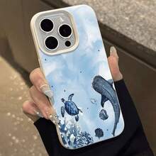 Funda para teléfono con diseño Ocean Life compatible con  17,  16 Pro Max,  15 Pro Max,  13 y  12. Cuenta con animales marinos y conchas. Proporciona protección contra golpes y caídas. Una maravillosa opción para familiares, amigos, seres queridos, novios, novias y regalos navideños. - Blanco - Ver 2
