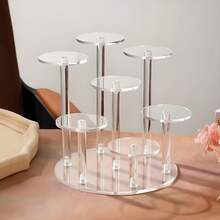 1pc 7-Tier Circular Display Stand Suitable For Figurines, Collectibles, Jewelry, Posable Dolls, Cosmetics, Desktop Riser, Minimalist & Elegant - Seven-layer Circular Black - View 3