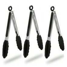 Stainless Steel & Silicone Tongs, Heat Resistant Food Clip, Kitchen Tongs For Barbecue, Pasta, Bread, Salad, Fruit - Multicolor - View 16