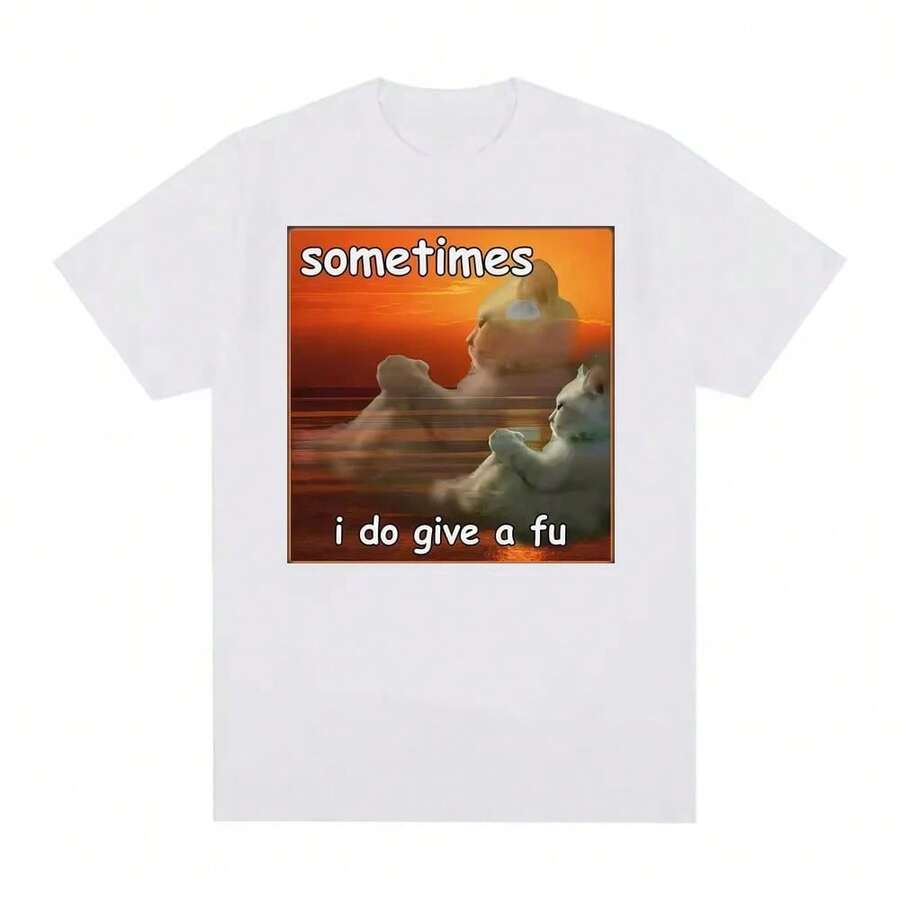 Men Clothing Unisex Un Divertido Regalo De Camiseta Con Fans De Gatos Por Un Hombre De Moda, Un Lindo Kawai Y Una Camiseta Y2k - Negro - Ver 1
