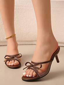 Sandal quai ngang kiểu Pháp, gót dày, chất liệu lưới, kiểu dáng cổ tích mới, phù hợp với váy, dép hở mũi. - màu nâu - Xem 5