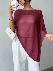 时尚优雅宽松针织披肩开衫，女款，宽松版型，轻盈，非常优雅，适合春夏休闲外出、休闲旅行、海滩，各种风格