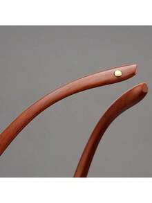 1 Pair Of Retro Oval Glasses, Unisex, Classic Retro Imitation Wood Small Round Black Glasses, Popular Choice MRX7 - c1 - 查看 6
