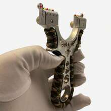 1个金属鹰形弹弓，户外高功率不锈钢弹弓，配高精度扁平橡皮筋 - 彩色 - 查看 7