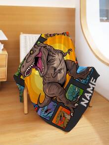 1pc Customized Name Blanket, Suitable For Bed, Living Room, Sofa, Outdoor, Beach, Camping, Pets And More, Personalized Family/Pet/Couple Text Printed Bedding Blanket, Personalized Christmas Gift, Family Gift, Birthday Gift, Gift For Friends, Gift For Her, Gift For Son/Daughter - Black - View 4