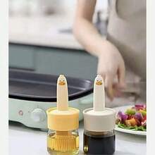 1pc Oil Brush With Container, 2-In-1 Oil Storage And Basting Brush, Suitable For Cooking, Baking, And Grilling, Convenient For Home Kitchen And Bakery Scenarios - Multicolor - View 8