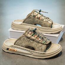 Sandalias de hombre tejidas a mano de moda, zapatos de playa transpirables y antideslizantes para el verano, zapatos casuales de moda para exteriores, pantuflas para el hogar y exteriores - Caqui - Ver 3