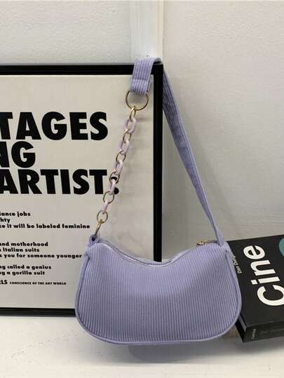 Bolso de hombro mini de unicolor, bolso pequeño de piel sintética, bolso de mano minimalista y versátil de uso casual, bolso baguette con gran capacidad y cremallera, adecuado para compras, monedero, citas, viajes, funda para teléfono