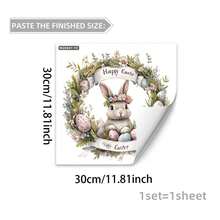 1件复活节兔子花环和彩蛋墙贴，DIY可移除PVC自粘贴纸，适用于春季卧室、客厅、阳台和窗户装饰 - 彩色 - 查看 13