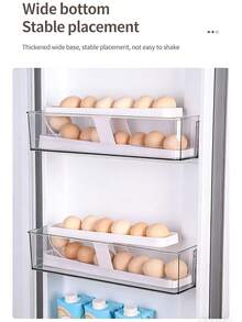 1 Peça Caixa de Armazenamento de Ovos com 2 Camadas Deslizantes, Rolo Automático de Ovos, Suporte de Ovos para Porta Lateral da Geladeira e Bancada, Organizador de Cozinha - Multicolorido - Visão 7