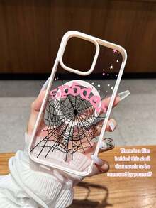 Personalized Spider Web & Star Magnetic Ring Shockproof Phone Case, Supports Wireless Charging, Suitable Compatible With Samsung S24/S25/S23 S Series And A55/A15/A15 A Series, 17, 16 Pro Max, 14/13, 12, 11 Pro Max, 15 Pro Max, 17 Pro Max, Can Be Used As Birthday Gift, Girlfriend, Boyfriend Or Self-Use - Pink - View 4