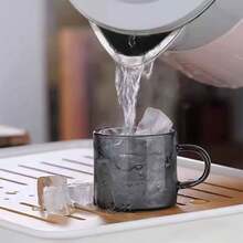 6pcs/Set Mini Chinese Style Glass Tea Cups - Heat Resistant Borosilicate Glass, Reusable Round Coffee Cups, Dishwasher , Reusable - Black - View 7