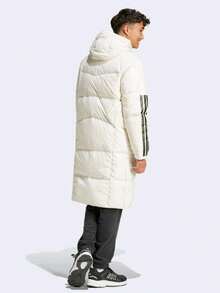 adidas 3-Stripes 運動生活系列 保暖長版連帽羽絨外套 男款 漢玉白 - 漢白玉 - 查看 2
