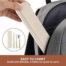 4件套便携式不锈钢旅行餐具套装，含刀、叉和勺 | 适用于办公室、学校、野餐、露营和户外活动 - 含收纳盒 - 彩色 - 查看 5