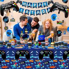 Video Gamer Birthday Party Decorations & Video Game Party Tableware Supplies Set - Video Game Party Plates Cups Napkins Tablecloth Banner Balloons Etc Game Themed Party Decorations For Friends - 彩色 - 查看 2