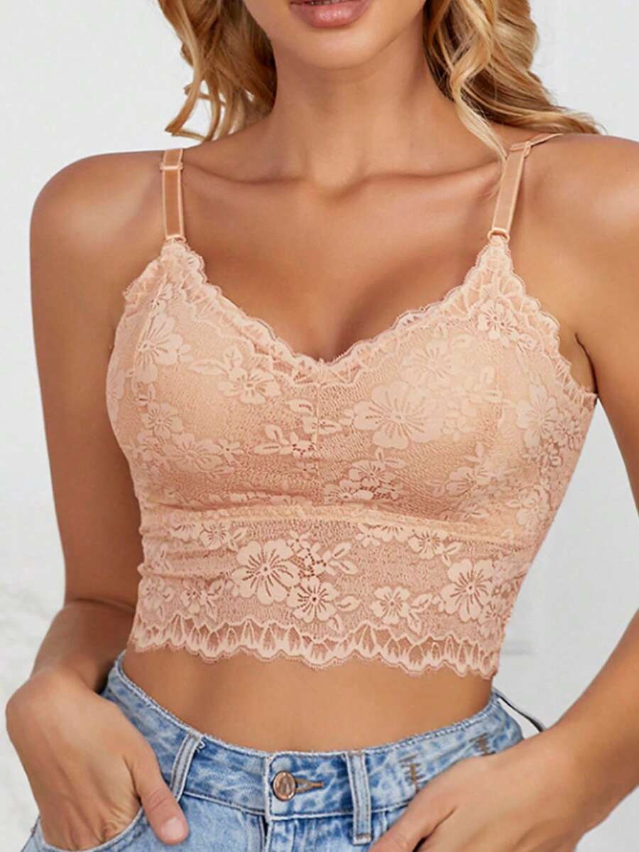 Lace Camisole Top For Women, Backless Sleeveless Crop Top - Apricot - View 1