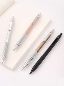 0.3/0.5/0.7/2.0mm Automatic Mechanical Pencil Set, 100pcs Refill Leads, Low Center Of Gravity, Retractable Tip, Metal Body, Back To School Essential - Black - View 5