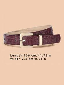 1 pieza Cinturón de mujer con estampado de cocodrilo, hebilla de pasador versátil y minimalista, cinturón de cuero adecuado para vaqueros, vestidos y trajes - Multicolor - Ver 8