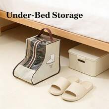 1个/2个/3个旅行鞋袋，靴子收纳袋，防尘踝靴保护袋带提手，便携式防水短靴，男女鞋履收纳整理袋（踝靴） - 米色 - 查看 10