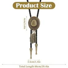 Bolo Tie Men Women Western Cowboy Tie Necklace Vintage Cowboy Hat Collar Neck Belt Leather Necktie Rodeo Bolo Ties Halloween Costume Accessories - initial - 查看 2