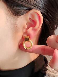 Andkiss 10pcs/Set Minimalist Elegant Resin Geometric Circle & Faux Pearl Flower Stud Earrings Set