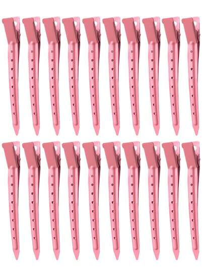 20 piezas Surtido de Pinzas de Pato, Pinzas para el Cabello de Metal Rosa con Agujeros, Adecuadas para Peinados, Coloración del Cabello, Estilo Plateado (Unisex), Pinzas de Garra, Pinzas para el Cabello, Horquillas
