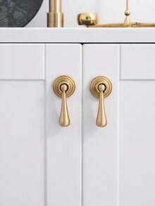 5pcs Rectangular Pendant Single Hole Drawer Pulls, Suitable For Wardrobe, Cabinet, Drawer, Vanity, Cabinet Door, Furniture, Kitchen Cabinet, Children's Cabinet, Copper Material, Screws Included - Gold - View 8