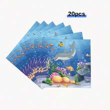 68件套海底世界主题生日派对餐具套装，包括餐盘、餐巾纸和杯子。这款海洋动物主题派对餐具套装适用于各种主题生日派对、活动和派对用品，也适用于圣诞节、新年和情人节等节日和派对场合。 - 彩色 - 查看 13