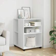 Table d'appoint vidaXL avec roues blanches 55x60x78 cm, fabrication en bois. - Blanc - Voir 2
