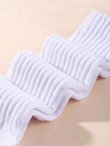3 Pairs Women's Solid White Crew Socks, Versatile