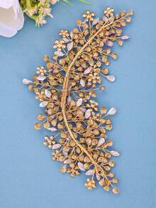 1pc Women's Elegant Crystal Headband, Handmade Luxury Party Updo Hair Accessory, Bridal Wedding Tiara, Princess Birthday Gift - 紫色 - 查看 6