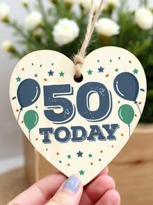 1 Peça Presente de Aniversário para Filhas/Filhos/Casais, Placa de Coração de Madeira, Decoração de Festa, Artesanato, Ornamentos, Decoração de Cena, Presente Ideal para Melhores Amigos, Decoração de Festa de Feriado (Com Corda) - Multicolorido - Visão 21