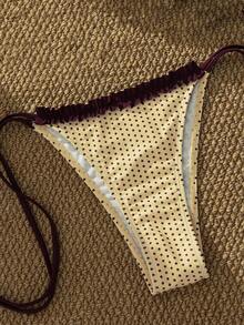 Quần bikini nữ, đồ bơi chấm bi thường ngày, bộ đồ thời trang ren chấm bi nâu vàng mùa hè/trang phục đi chơi/trang phục sinh nhật/thường ngày/phong cách Y2K/thời trang đường phố/kỳ nghỉ/lễ hội âm nhạc/tiệc bể bơi. - vàng nâu - Xem 4