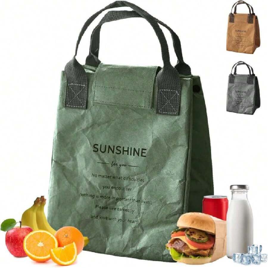 Bolsa de Almuerzo Térmica, Reutilizable Bolsa de Almuerzo Tipo Tote, Fácil de Limpiar, Impermeable, Bolsa de Almuerzo Térmica para Refrigerador, Adecuada para el Trabajo, Picnic (Verde),38072771 - Mostaza Amarilla - Ver 1