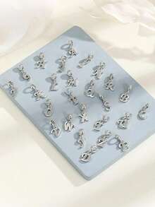 1pc Fashionable Zinc Alloy Rhinestone Letter Pendant, Suitable For DIY Jewelry Making - Silver - View 5