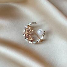 1枚休闲锌合金兰花竹子胸针，适合女性在春、夏、秋、冬四季日常佩戴。 - 金色 - 查看 2